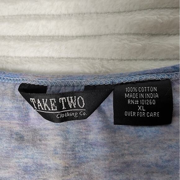 Take Two XL Sequin Art Top Scenic Boat Harbor Print Colorful Oversized Dopamine - Picture 5 of 7